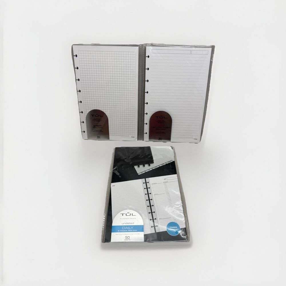 TUL Lot of 3 Narrow Ruled Refill Pages Graph Undated Planner Junior Size Note